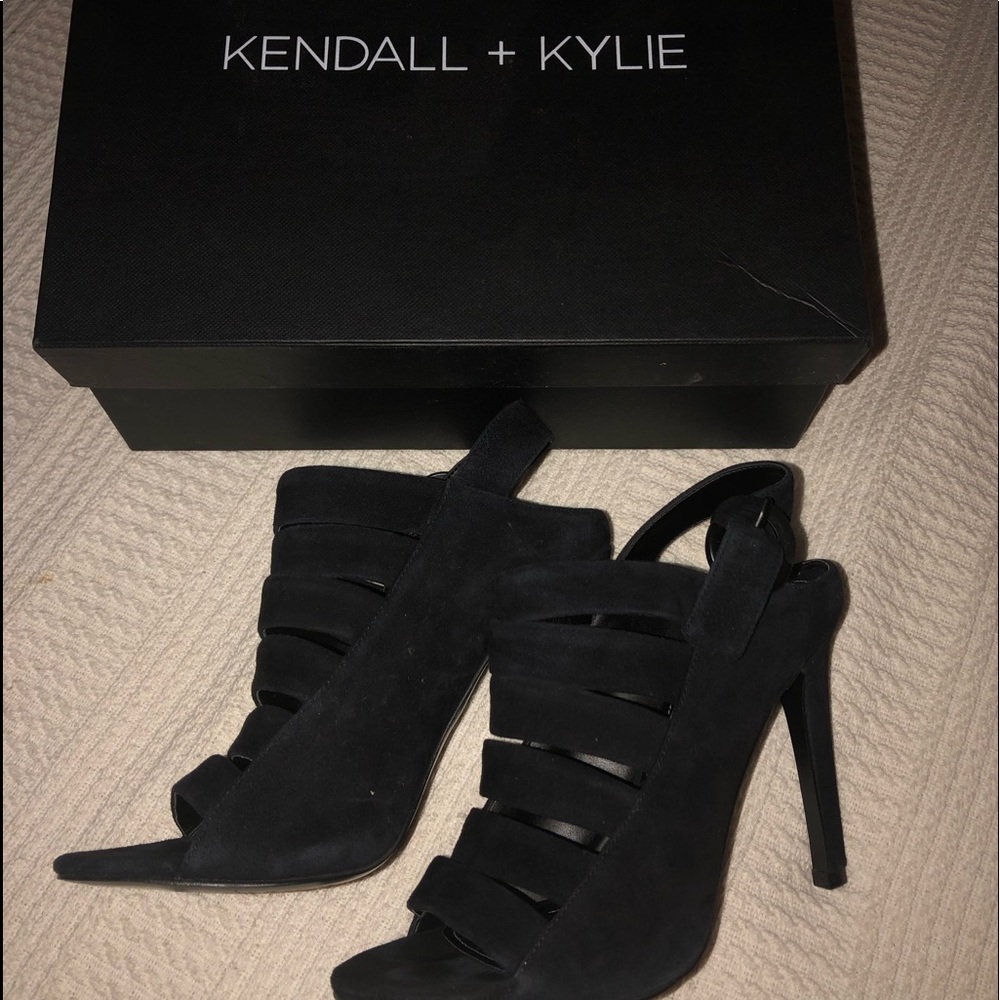 Black suede heels